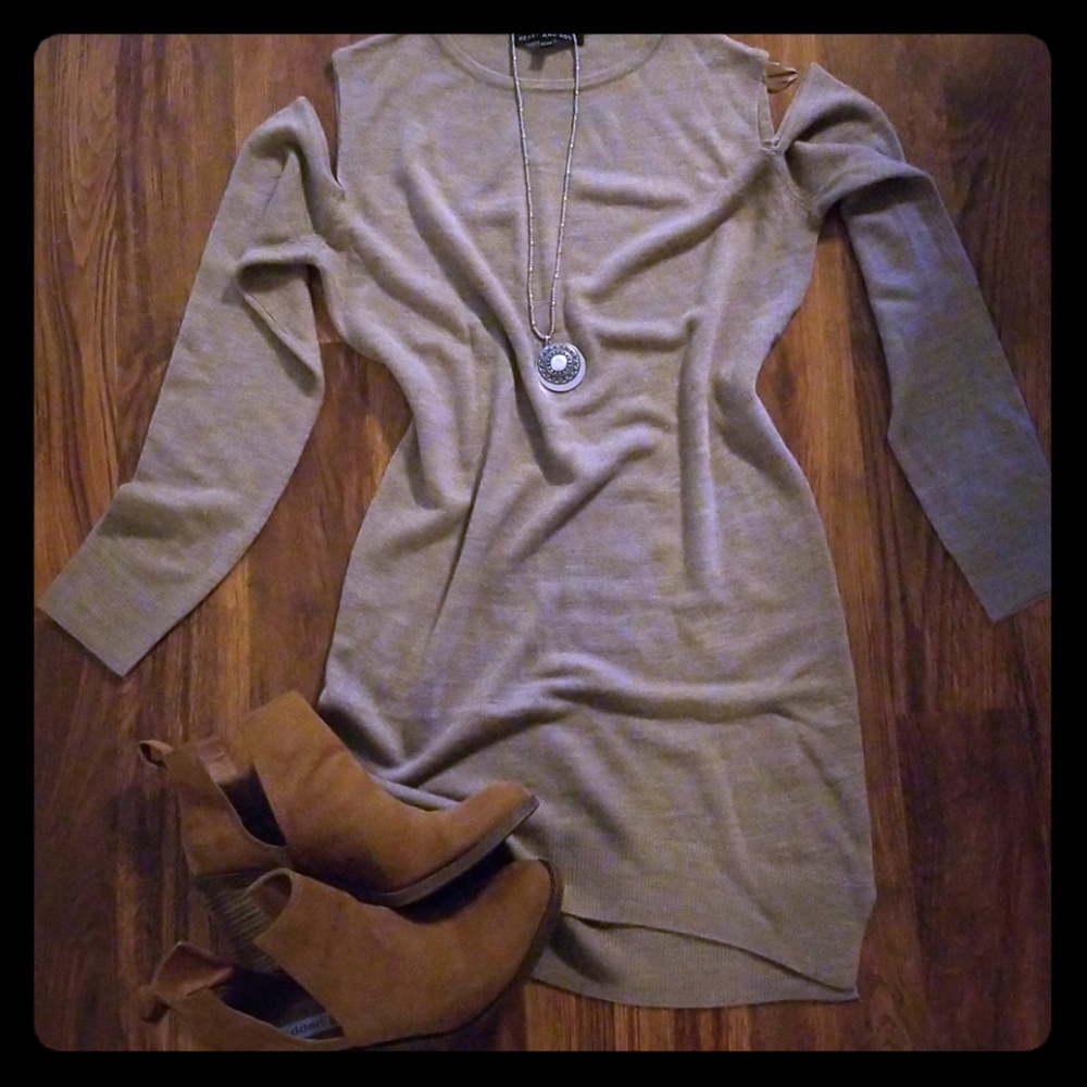 Cold shoulder sweater dress